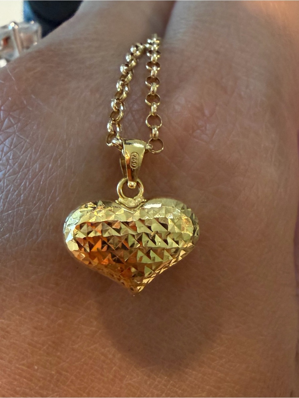 18K Real Gold Bubble Heart Pendant only
